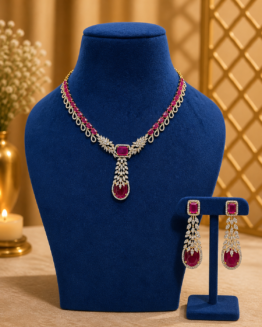 Elyssia American Diamond Ruby Set